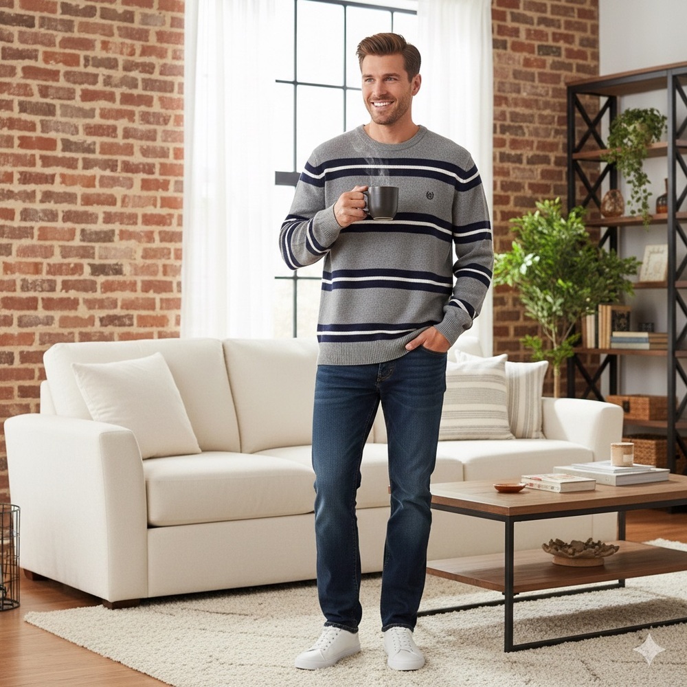 Chaps Men's Striped Crewneck Sweater